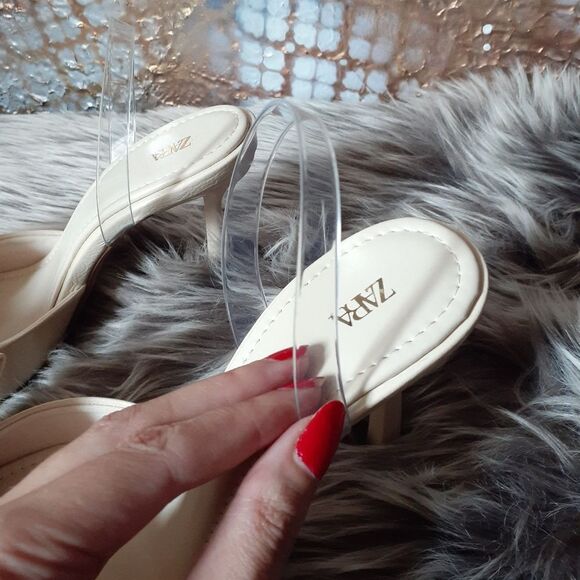 Nwot Zara Cream Bow Detail Women's Heels - Picture 7 of 13